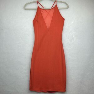 Charlotte Russe Women Halter Dress Orange Short Length Rayon Nylon Sz S